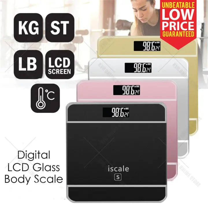 Imported Battery Operated Accurate Tempered Glass Electronic Digital Body Weight Scale Portable Weight Scale Machine With  5 Colors Available