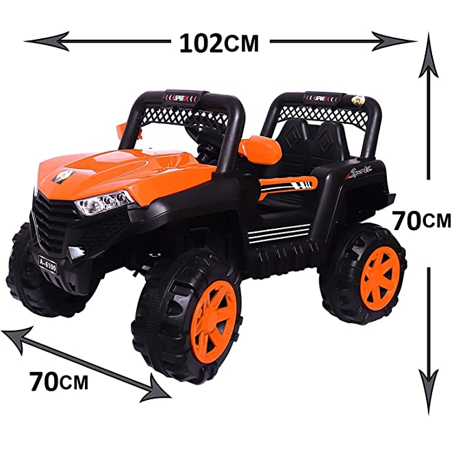 6100 Kids Ride On Jeep with Suspension, Music, Bluetooth Remote Control, Swing, Lights (Plastic Color)