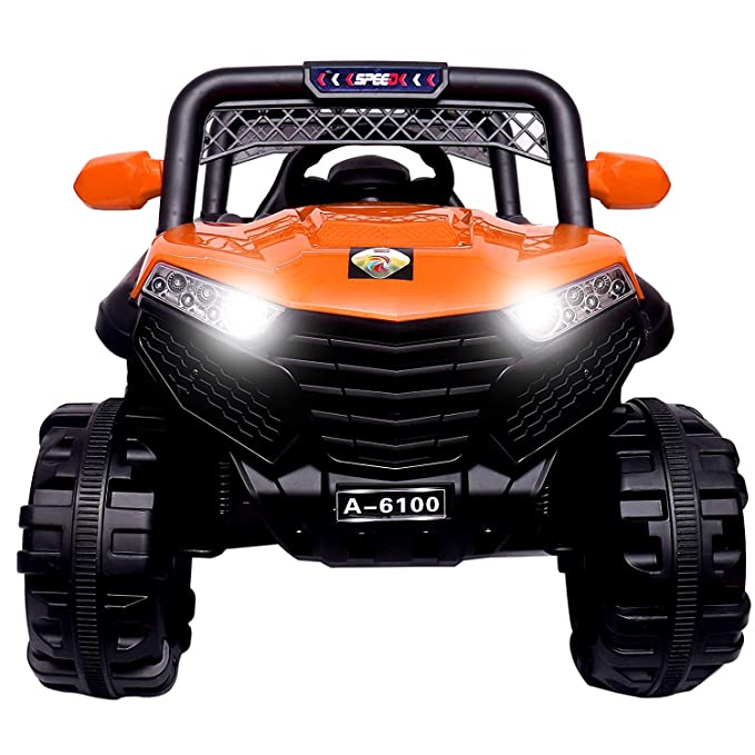 6100 Kids Ride On Jeep with Suspension, Music, Bluetooth Remote Control, Swing, Lights (Plastic Color)