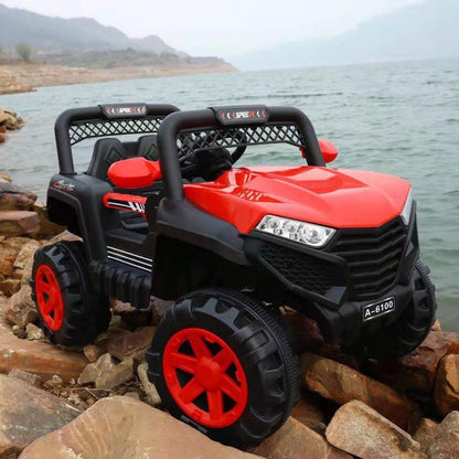 6100 Kids Ride On Jeep with Suspension, Music, Bluetooth Remote Control, Swing, Lights (Plastic Color)